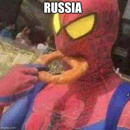 Russia | RUSSIA | image tagged in spiderman bagel | made w/ Imgflip meme maker