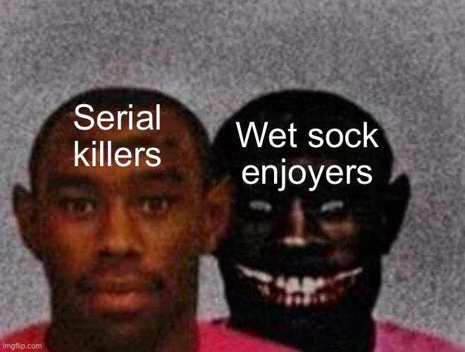 There is no hell deep enough for you | Serial killers; Wet sock enjoyers | image tagged in good tyler and bad tyler | made w/ Imgflip meme maker