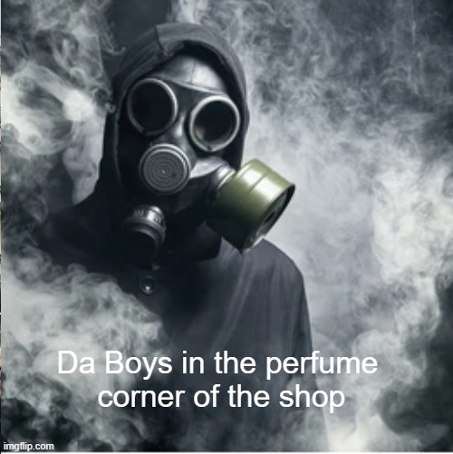 Da Boys in the perfume 
corner of the shop | image tagged in mask,memes | made w/ Imgflip meme maker