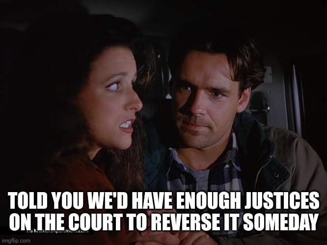 Seinfeld Abortion | TOLD YOU WE'D HAVE ENOUGH JUSTICES ON THE COURT TO REVERSE IT SOMEDAY | made w/ Imgflip meme maker
