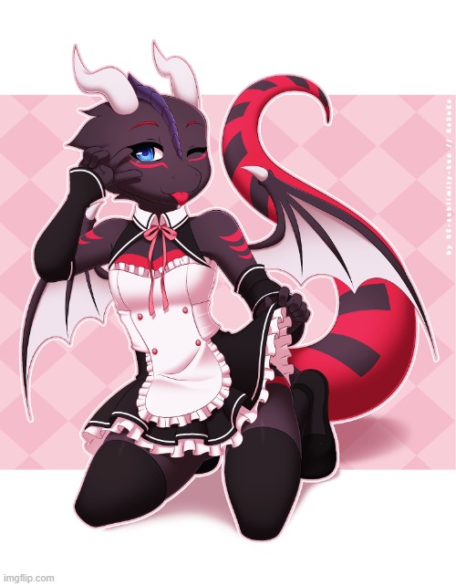 By RE-sublimity-kun | image tagged in furry,femboy,dragon,cute,maid | made w/ Imgflip meme maker