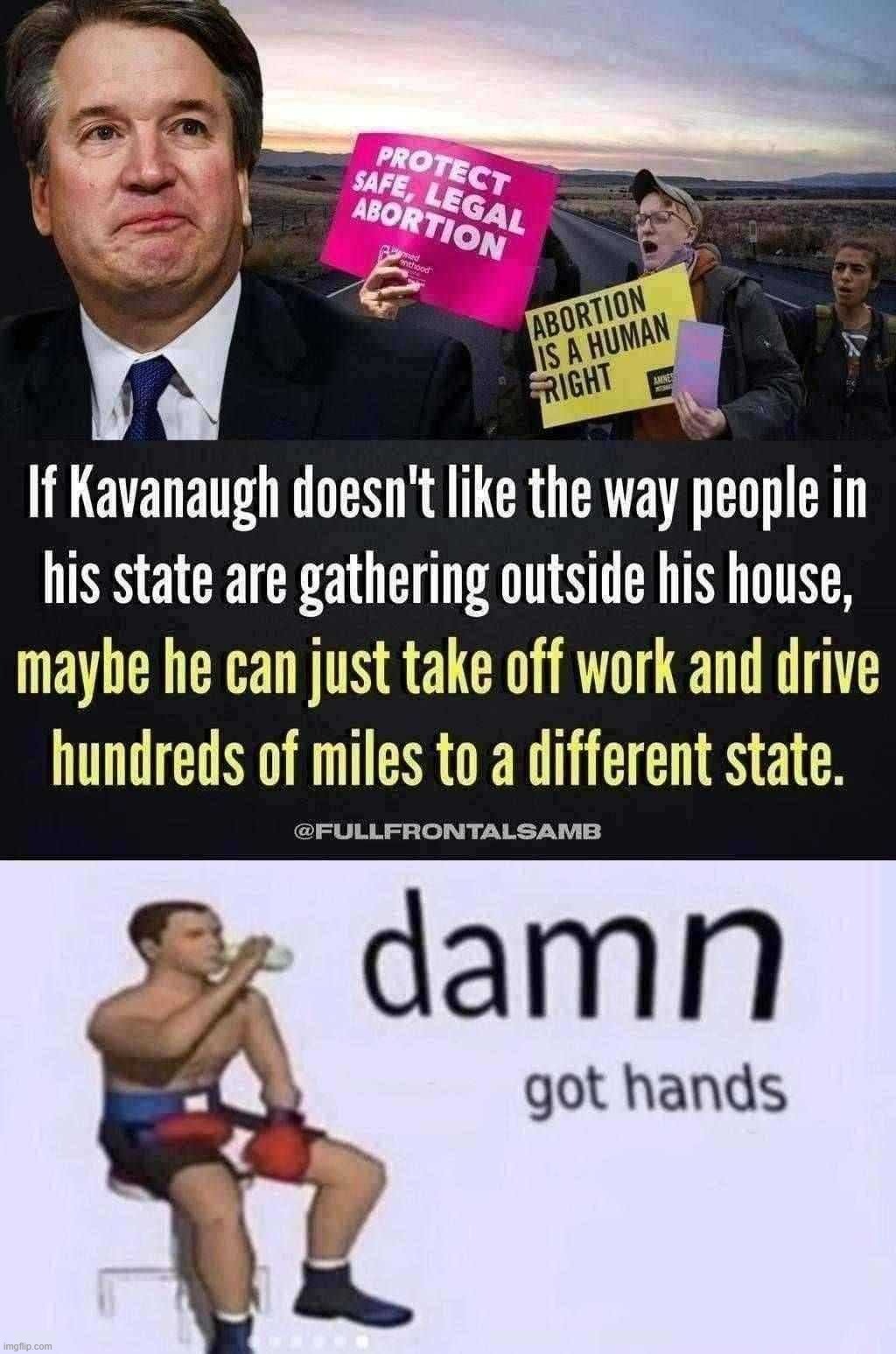 image tagged in pro-choice protests of kavanaugh,damn got hands | made w/ Imgflip meme maker