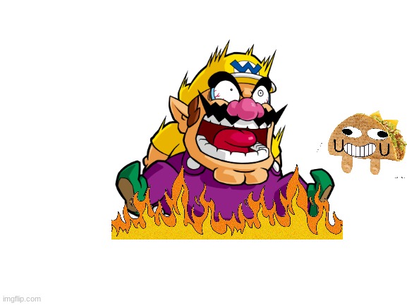 Wario Self-Combusts after eating a too-spicy taco that comes to life | image tagged in wario dies,wario,mr taco | made w/ Imgflip meme maker