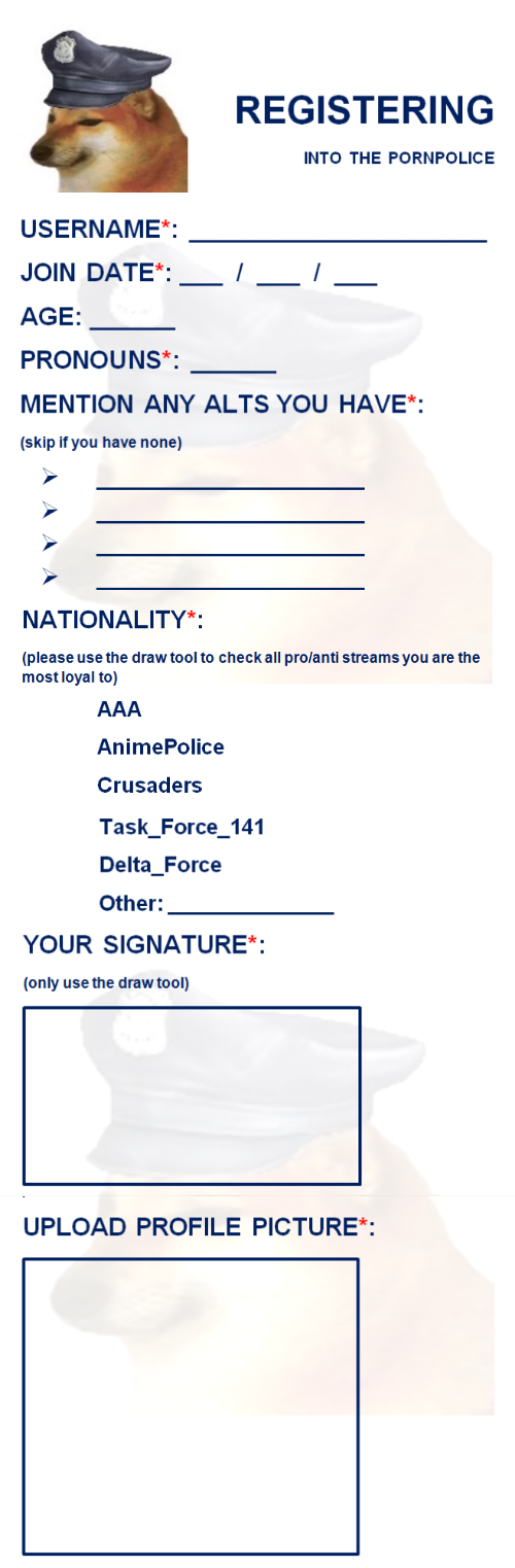 High Quality PornPolice Register Request Blank Meme Template