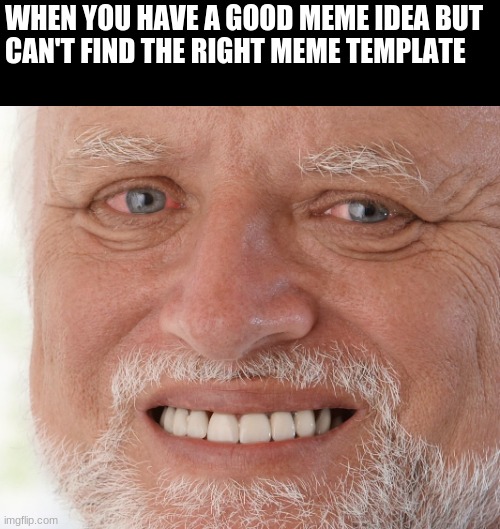 I know this ain't just me | WHEN YOU HAVE A GOOD MEME IDEA BUT CAN'T FIND THE RIGHT MEME TEMPLATE | image tagged in hide the pain harold | made w/ Imgflip meme maker