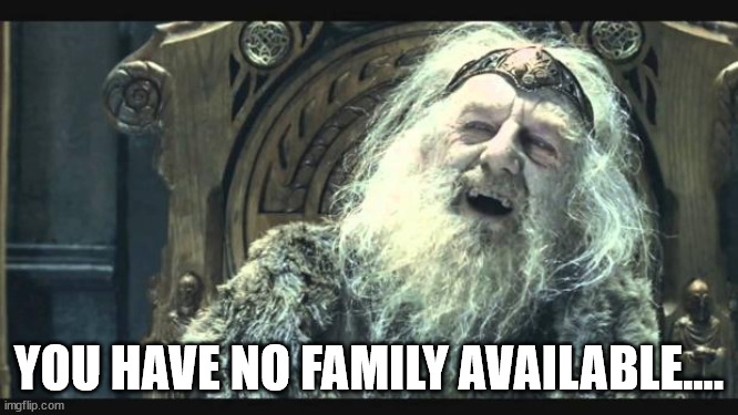 You have no power here | YOU HAVE NO FAMILY AVAILABLE.... | image tagged in you have no power here | made w/ Imgflip meme maker