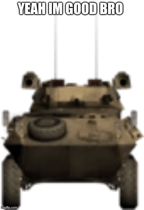 LAV-25 STARE | YEAH IM GOOD BRO | image tagged in lav-25 stare | made w/ Imgflip meme maker