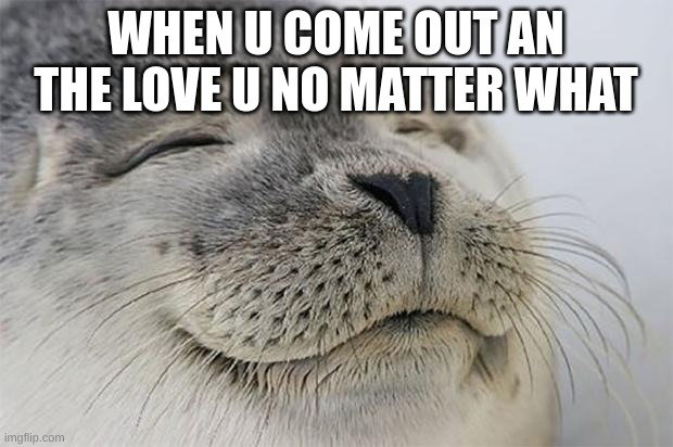 Satisfied Seal | WHEN U COME OUT AN THE LOVE U NO MATTER WHAT | image tagged in memes,satisfied seal | made w/ Imgflip meme maker