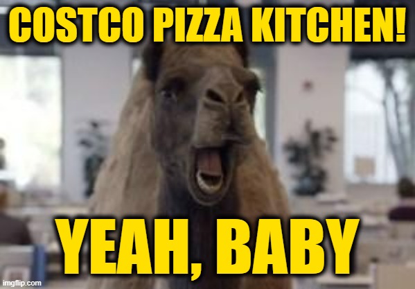 Hump Day Camel | COSTCO PIZZA KITCHEN! YEAH, BABY | image tagged in hump day camel | made w/ Imgflip meme maker