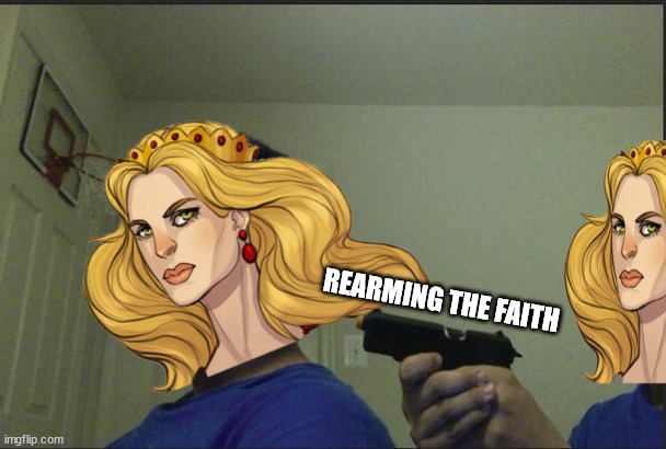 REARMING THE FAITH | image tagged in cersei lannister,the faith of the seven,asoiaf,a song of ice and fire,a feast for crows | made w/ Imgflip meme maker