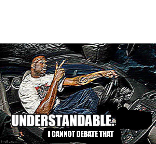 UNDERSTANDABLE, HAVE A GREAT DAY | I CANNOT DEBATE THAT | image tagged in understandable have a great day | made w/ Imgflip meme maker