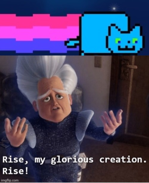 Retro the Nyan Cat | image tagged in rise my glorious creation,retrothefloof,nyan cat | made w/ Imgflip meme maker