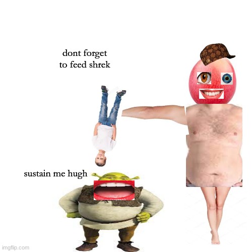 shrehk | dont forget to feed shrek; sustain me hugh | image tagged in memes,blank transparent square | made w/ Imgflip meme maker