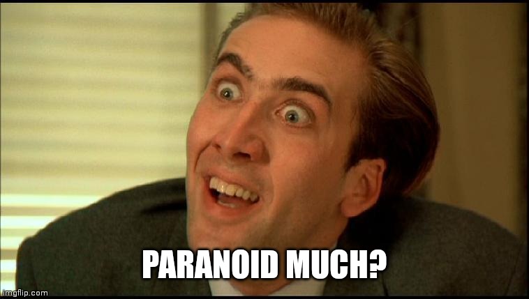 You Don't Say - Nicholas Cage | PARANOID MUCH? | image tagged in you don't say - nicholas cage | made w/ Imgflip meme maker