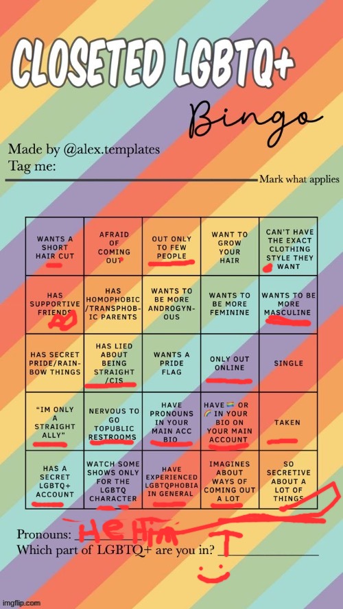 Closeted LGBTQ+ Bingo | image tagged in closeted lgbtq bingo | made w/ Imgflip meme maker