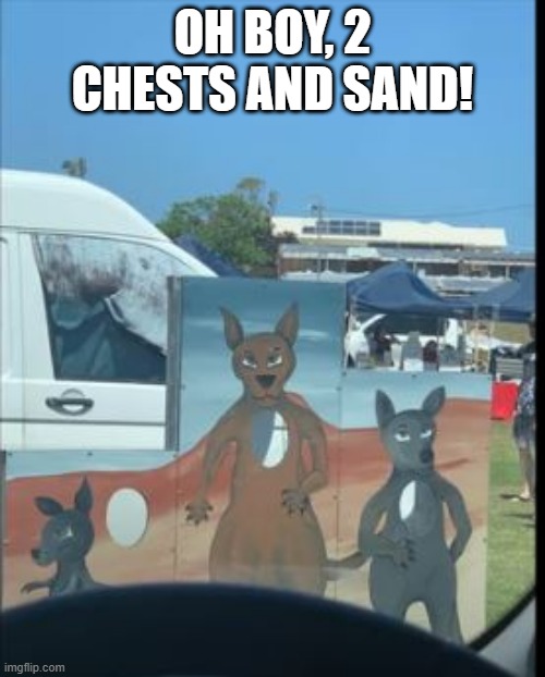 Photo Time | OH BOY, 2 CHESTS AND SAND! | image tagged in you had one job | made w/ Imgflip meme maker