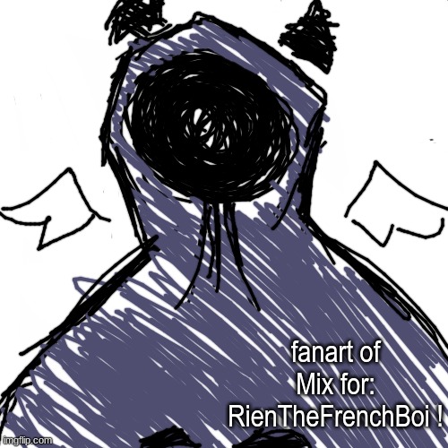this was like my first time drawing a hood, so-- yay! :D | fanart of Mix for: RienTheFrenchBoi ! | image tagged in blank white but bigger | made w/ Imgflip meme maker