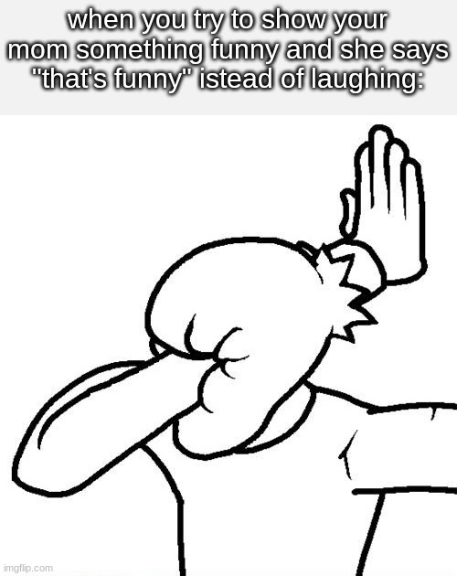 when you try to show your mom something funny and she says "that's funny" istead of laughing: | made w/ Imgflip meme maker