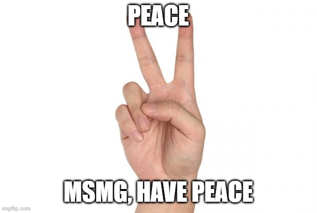 Just don't be crazy | PEACE; MSMG, HAVE PEACE | image tagged in peace sign | made w/ Imgflip meme maker