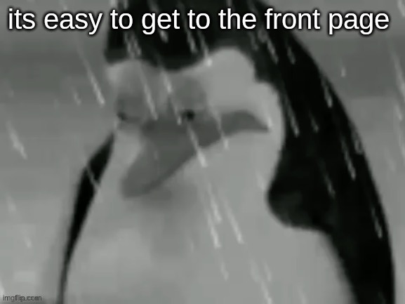 the sad | its easy to get to the front page | image tagged in the sad | made w/ Imgflip meme maker