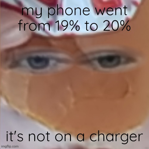 borger | my phone went from 19% to 20%; it's not on a charger | image tagged in borger | made w/ Imgflip meme maker