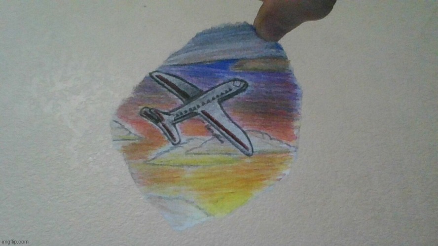 I ruined it with color | image tagged in doodle,airplane,plane,drawing,draw | made w/ Imgflip meme maker