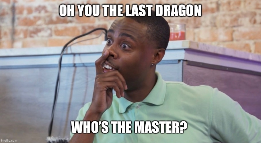 Are You The Last Dragon | OH YOU THE LAST DRAGON; WHO’S THE MASTER? | image tagged in funny memes | made w/ Imgflip meme maker