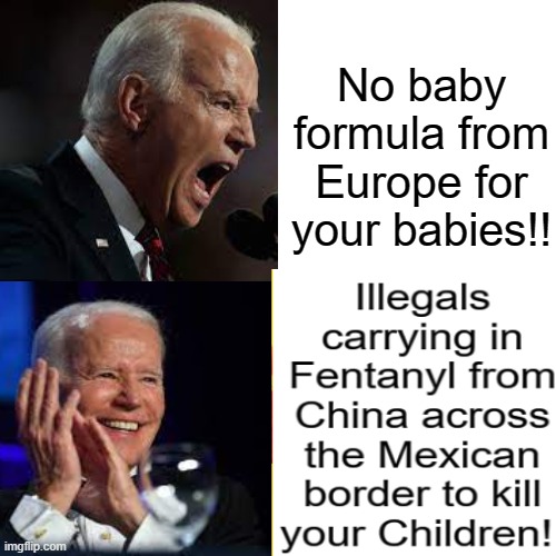 How much hatred do Democrats have for US Children and babies? This much! Wake up from the woke people!! | No baby formula from Europe for your babies!! | image tagged in stupid liberals,morons,idiots,hatred | made w/ Imgflip meme maker