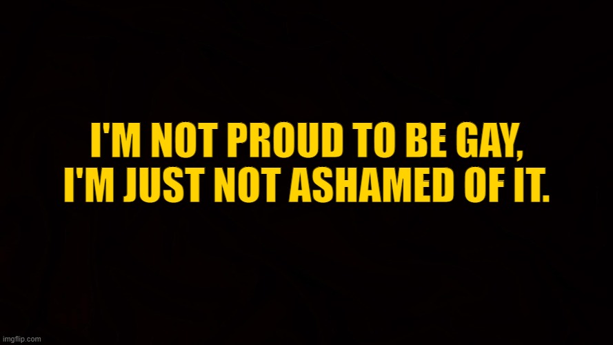 Prideless yet Shameless |  I'M NOT PROUD TO BE GAY,
I'M JUST NOT ASHAMED OF IT. | image tagged in homosexual,gay,lesbian,lgbtq,pride,shame | made w/ Imgflip meme maker