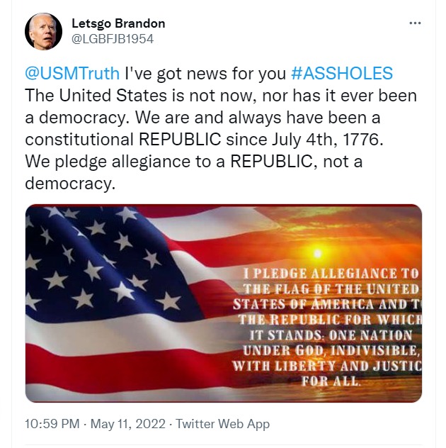 Letsgo Brandon tweet to the Ministry of Propaganda | image tagged in ministry of truth your ass,propaganda,sounds like communist propaganda,lets go brandon,fuck joe biden,fuck heels up harris too | made w/ Imgflip meme maker