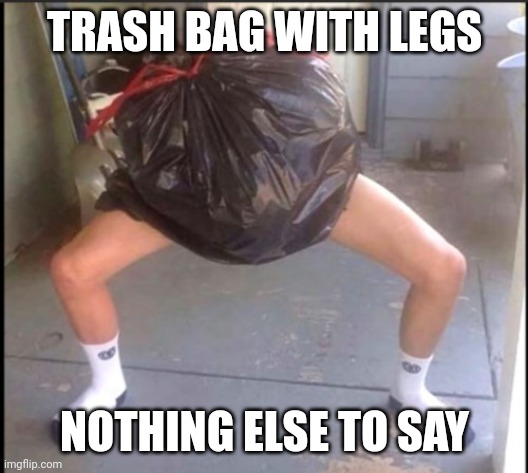 Trash bag with legs | TRASH BAG WITH LEGS; NOTHING ELSE TO SAY | image tagged in trash | made w/ Imgflip meme maker