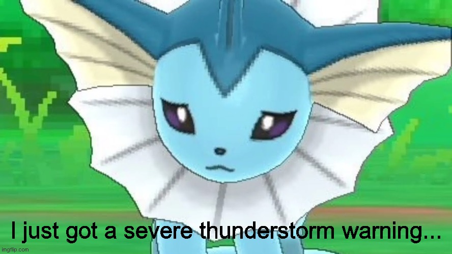holy shit... | I just got a severe thunderstorm warning... | image tagged in vaporeon sad | made w/ Imgflip meme maker