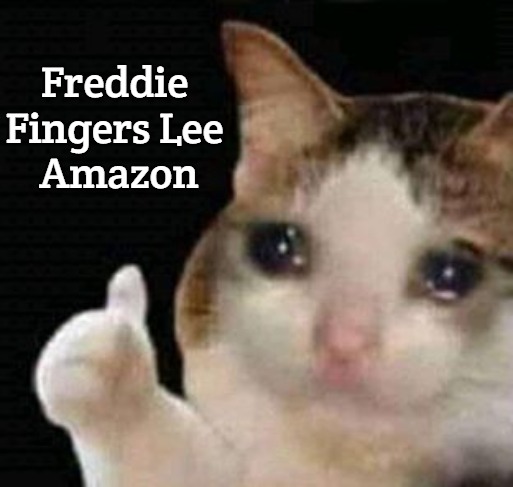 sad thumbs up cat | Freddie Fingers Lee
 Amazon | image tagged in sad thumbs up cat,slavic,freddie fingers lee,amazon | made w/ Imgflip meme maker