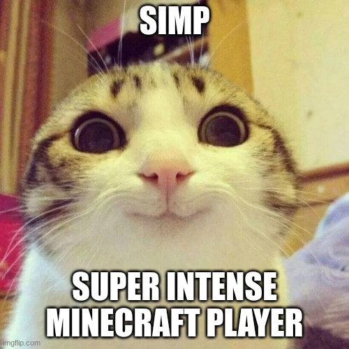 Smiling Cat | SIMP; SUPER INTENSE MINECRAFT PLAYER | image tagged in memes,smiling cat,minecraft memes | made w/ Imgflip meme maker