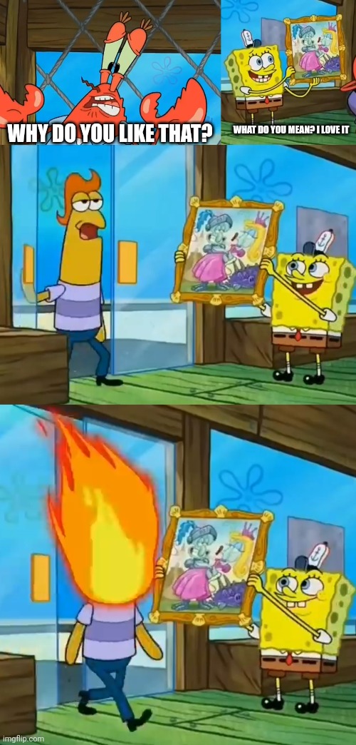 Spongebob shows a picture Blank Meme Template