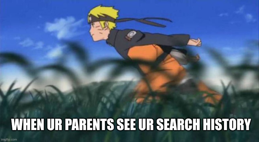 naruto run area 51 | WHEN UR PARENTS SEE UR SEARCH HISTORY | image tagged in naruto run area 51 | made w/ Imgflip meme maker