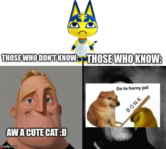 I have many concerns. . . | THOSE WHO KNOW:; THOSE WHO DON'T KNOW:; AW A CUTE CAT :D | image tagged in those who know,ankha,sus,why are you here | made w/ Imgflip meme maker