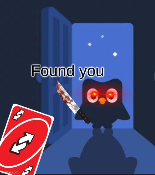 Found you | Found you | image tagged in duolingo bird | made w/ Imgflip meme maker