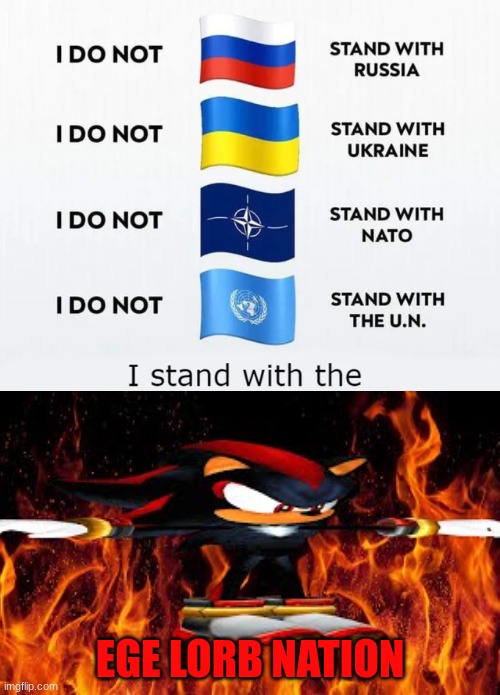 I Stand With The X | EGE LORB NATION | image tagged in shadow the hedgehog | made w/ Imgflip meme maker