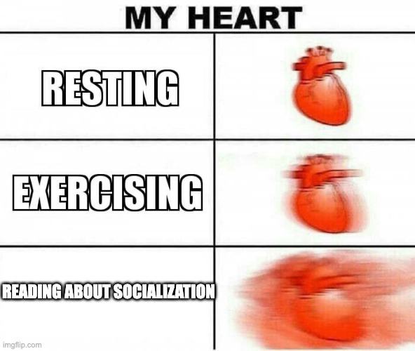 MY HEART |  READING ABOUT SOCIALIZATION | image tagged in my heart | made w/ Imgflip meme maker