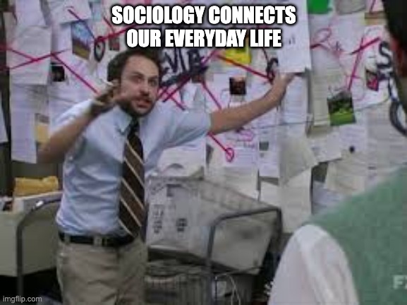 conspiracy theory | SOCIOLOGY CONNECTS OUR EVERYDAY LIFE | image tagged in conspiracy theory | made w/ Imgflip meme maker