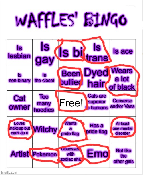 Waffles' Bingo | image tagged in waffles' bingo | made w/ Imgflip meme maker