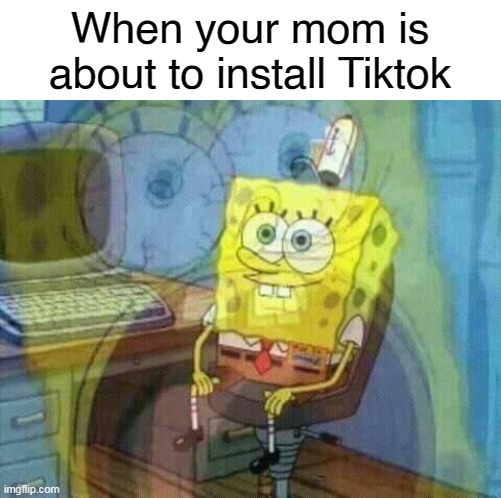 NO GOD PLEASE NO MOM! TikTok stals your data! | When your mom is about to install Tiktok | image tagged in spongebob panic inside,no god please no,tiktok,tiktok steals your data,tik tok,tik tok sucks | made w/ Imgflip meme maker
