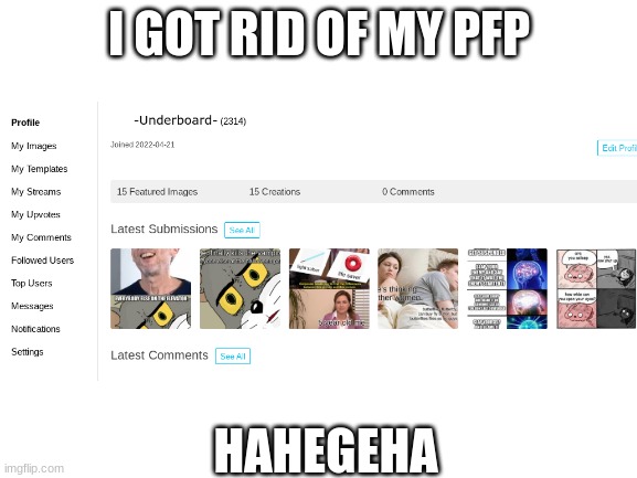 I do the impossible | I GOT RID OF MY PFP; HAHEGEHA | image tagged in idk | made w/ Imgflip meme maker