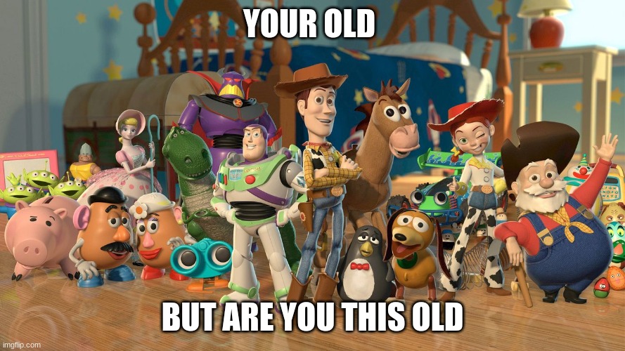 Toy Story Gang | YOUR OLD; BUT ARE YOU THIS OLD | image tagged in toy story gang | made w/ Imgflip meme maker