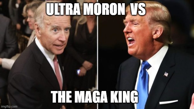 Biden vs Trump fake polls | ULTRA MORON  VS; THE MAGA KING | image tagged in biden vs trump fake polls | made w/ Imgflip meme maker