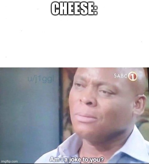 CHEESE: | image tagged in am i a joke to you | made w/ Imgflip meme maker