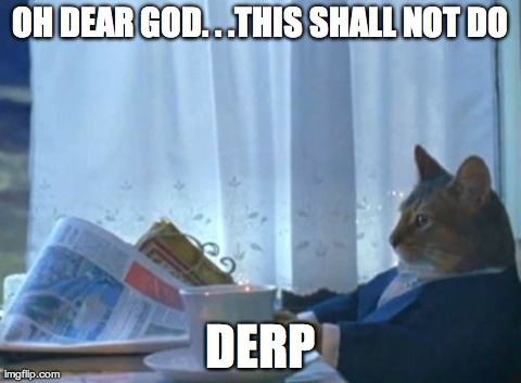 I Should Buy A Boat Cat Meme | OH DEAR GOD. . .THIS SHALL NOT DO DERP | image tagged in memes,i should buy a boat cat | made w/ Imgflip meme maker