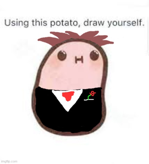 ME BUT IN A UM- tuxedo...listen im not gonna take 5 hours to make a perfect drawing- | image tagged in use this potato to draw yourself | made w/ Imgflip meme maker