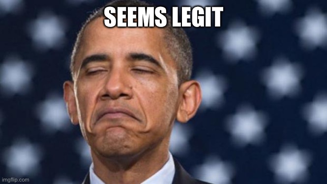 "Seems Legit" Obama | SEEMS LEGIT | image tagged in seems legit obama | made w/ Imgflip meme maker